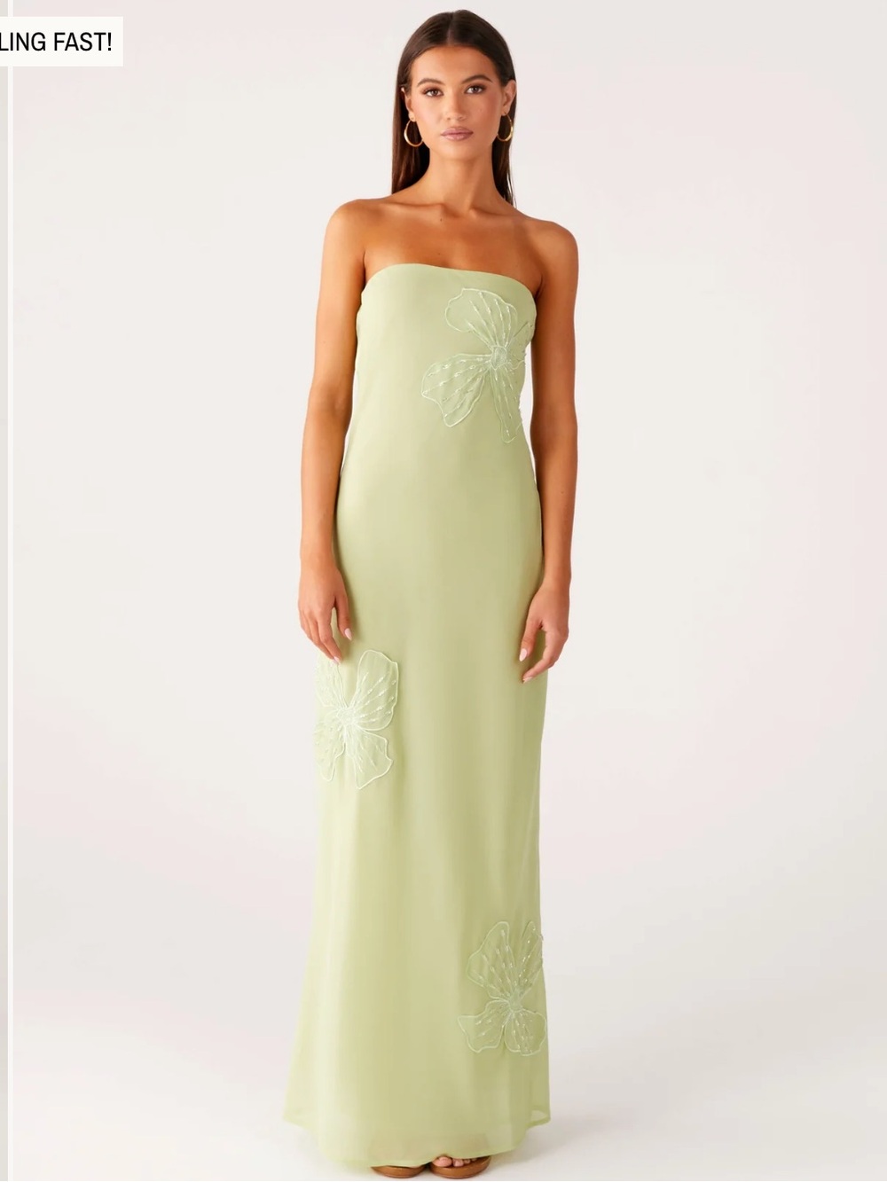 Peppermayo Lime / Sassafras Beaded Flower Strapless Maxi Dress - Picture 1 of 3